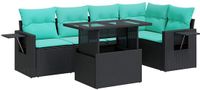 vidaXL 6-delige Loungeset met Kussens Poly Rattan Acacia Zwart