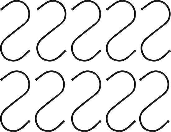 QUVIO Ophanghaken - 12 cm - 10 stuks - Zwart