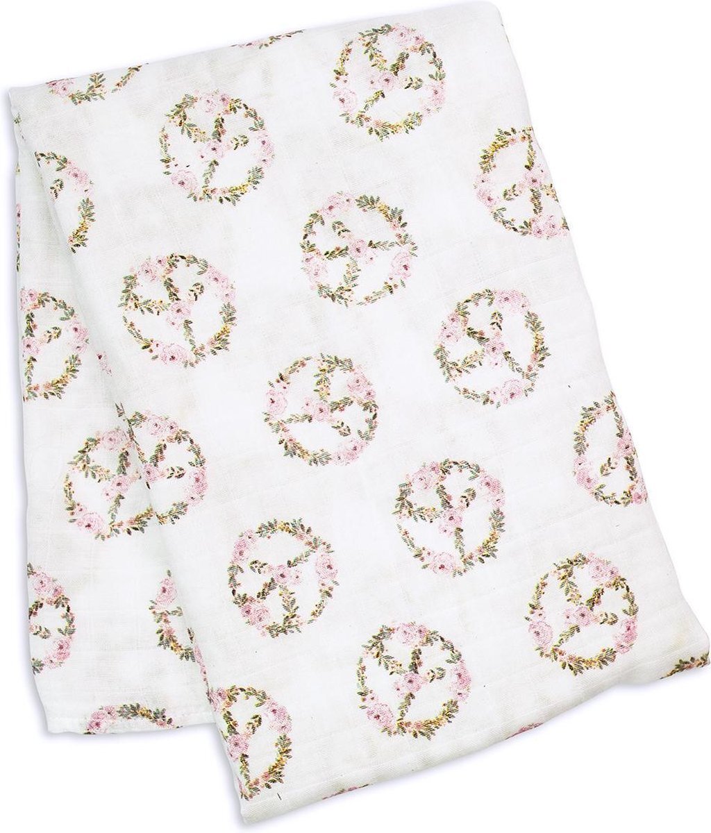 Lulujo swaddle bamboo 120x120 wit, groen, roze