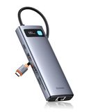 Baseus 9-in-1 dockingstation USB C 4K @120Hz, 2 HDMI dual monitoren USB C-hub, 1000 Mbp Ethernet, 100 W PD, TF/SD-kaartlezer, USB 3.0, multipoort-adapter voor MacBook/Dell/HP/Surface/Lenovo & meer
