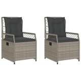 VidaXL Fauteuils 2 pièces Assise capitonnée Polyrattan Acier Gris