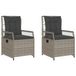 VidaXL Tuinstoelen 2 stuks Gecapitonneerde zitting Polyrattan Staal Grijs