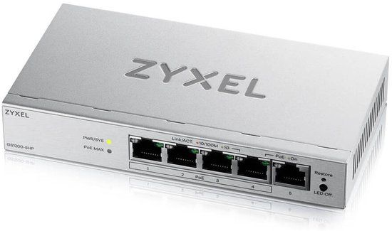 Zyxel GS1200-5HPV3 Managed L2 Gigabit Ethernet Desktop Grijs