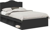 vidaXL Bedframe met hoofdeinde Zwart 135 x 190 cm Massief grenenhout