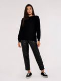 Apricot Aran-trui met kabelpatroon en vleermuismouwen - Paars - L
