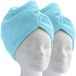 Merkloos Haarhanddoek Microvezel Haarhanddoek Haartulband - Lichtblauw - 2 stuks - 28 x 65 cm - Met knoop