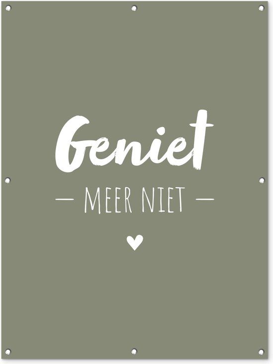 GreatGardenPosters Tuinposter - Quote - Olijfgroen - Geniet - 90x120 cm