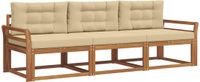 vidaXL Acacia Hout Chaise Longue Loungeset 3-delig Natuurlijk en Beige