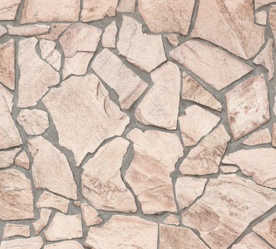 A.S. Création Natuursteen Behang - Industrieel - Beige Grijs Bruin - 53cm x 10m