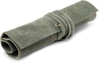Leonardo Angus Stoke Leren oprolbare etui voor pennen, penselen en accessoires – Handgemaakte penrol Leonardo (Olijfgroen)