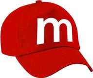 Bellatio Decorations Letter M pet / cap rood voor jongens en meisjes - baseball cap - M en M carnaval / feest petten