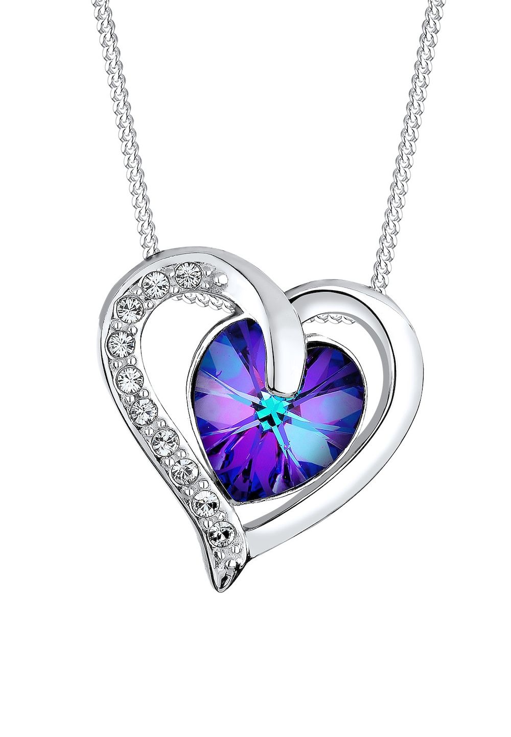 Elli Elli Halsketting Dames Hart Luxe met Kristallen in 925 Sterling Zilver