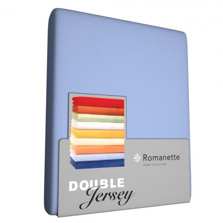 Romanette Hoeslaken Double Jersey Blauw - 80/90/100 x 200/210/220 cm