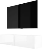 3xE living Meuble TV Flottant, Meuble TV en Blanc Mat/Blanc Brillant