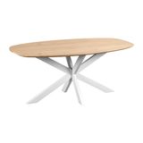 QUVIO Eettafel Sofia - Deens ovaal - 180x90 cm - Witte kruispoot - FSC® gecertificeerd mangohout - Naturel