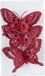 Merkloos Kerstboomversiering Vlinder - 6 stuks - 14 cm - rood glitter - op clip