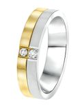 Lucardi Dames Vriendschapsring Parijs zirkonia - Ring - Cadeau - Staal - Zilver- en Goudkleurig