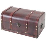 HMF Schatkist van hout, kleine Schatkoffer met vintage metalen sluiting voor kinderfeestje, bruiloft of jubileum | 30 x 20 x 15 cm | Portugal