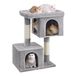 Feandrea Poteau griffoir, PCT614W01, aire de jeu 101 cm, L, maison pour chat jusqu'à 20 kg, grande plateforme, 2 cavités, arbre à griffer, gris clair