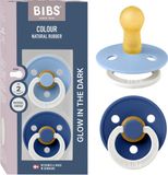 BIBS Colour Glow Fopspeen - 6-18 mnd - 2-pack - Rond - Sky Blue/Cornflower
