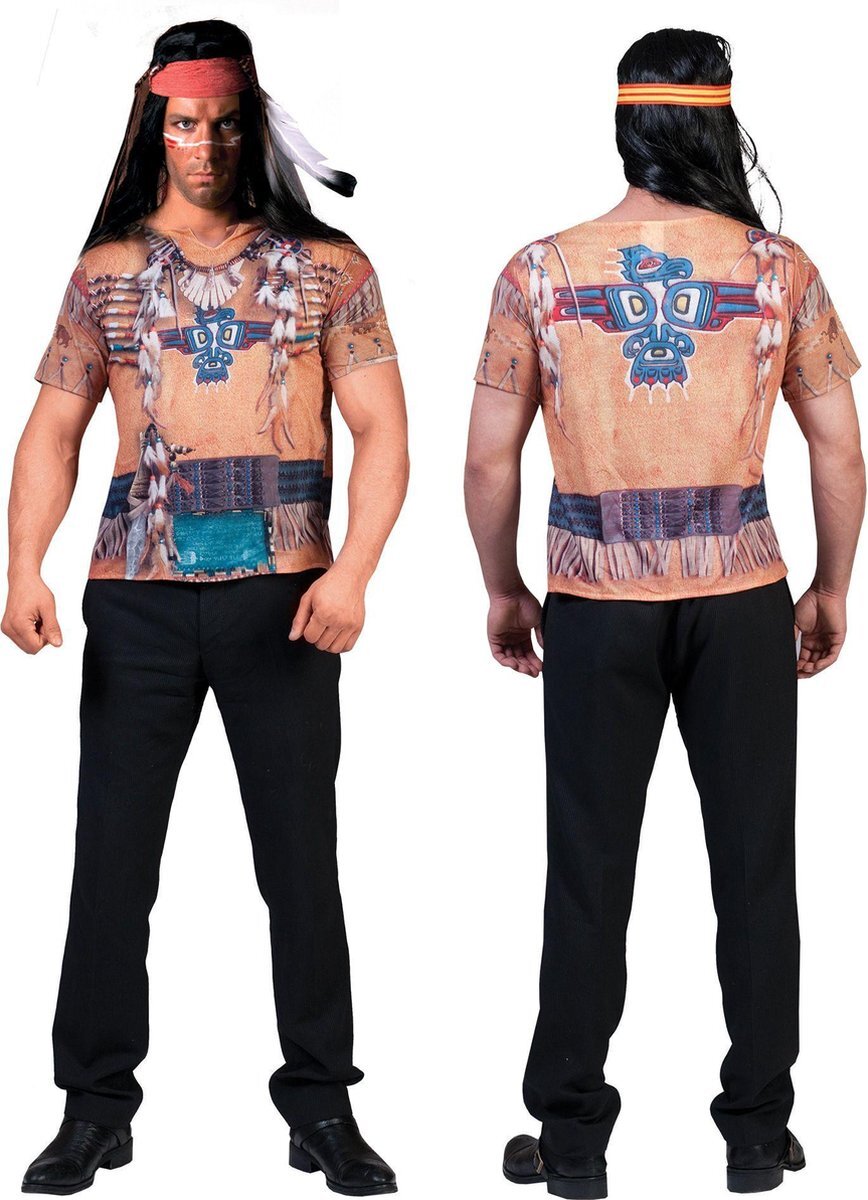 Funny Fashion Indiaan Kostuum | 3d Shirt Indiaan Man | Maat 64 | Carnaval kostuum | Verkleedkleding