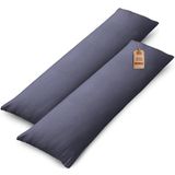 NatureMark Set van 2 kussenslopen van jersey, voor zijligging, verschillende maten en kleuren, Oeko-Tex-gecertificeerd, 40 x 145 cm, antracietgrijs