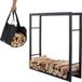 Wan GmbH Rangement de bois - Panier à bois extérieur - Rangement de bois de chauffage - Sac de transport inclus - 100x25x100cm - Noir