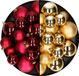 Decoris Kaemingk B.V. Kerstversiering kunststof kerstballen kleuren mix donkerrood/goud 6-8-10 cm pakket van 44x stuks