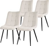 ML-Design Eetkamerstoelen set van 4, beige, polyester, stalen poten
