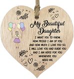 Stuff4 Mooie Dochter Hangende Houten Hart Teken Plaque Dochter Geschenken Van Mama Dad - Licht Hout Hartjes Teken, Vrouwen Geschenken, Dochtercadeaus van Ouders, Inspirerend Kerstverjaardagscadeau