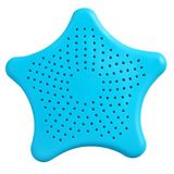 Afvoerzeef in stervorm van siliconen, antislip, universeel voor standaard spoelbakken, herbruikbaar, voorkomt verstoppingen, gemakkelijk te reinigen, kleur lichtblauw