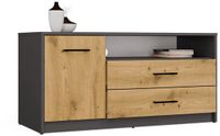 Topeshop Modern TV-meubel Simplo 1D2S - 2 laden, 1 deur, open plank | Antraciet & Ambachtelijk Eiken