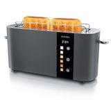 Arendo - RVS broodrooster 2 sneden lange sleuf - Touchscreen - Dubbele wand behuizing - Geïntegreerd broodjesopzetstuk - 6 bruiningsgraden - Broodcentrering - Resttijdweergave - Geheugenfunctie - Cool