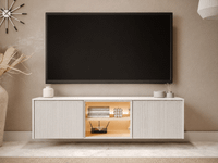 Mobistoxx LIKA Meuble tv-hifi 3 portes blanc/chêne Vincenza