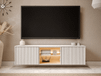 Mobistoxx LIKA Meuble tv-hifi 3 portes blanc/chêne Vincenza