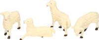 Bellatio Decorations 4x Kerststal beeldjes witte schapen 7 x 6 cm
