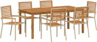 vidaXL Tuinset, 7-delig, beige, massief acaciahout