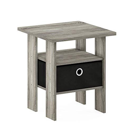 Furinno Andrey bijzettafel/bijzettafel/nachtkastje/nachtkastje met baklade, frans eiken grijs/zwart