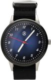 Mercedes-Benz Herenhorloge, 42 mm, roestvrij staal/nylon, Miyota kwartsuurwerk, 5 ATM waterdicht, mineraalglas, zwart-blauw