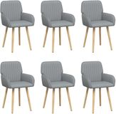 vidaXL Eetstoelen 6 stuks Stof Lichtgrijs 56,5 x 50 x 87,5 cm