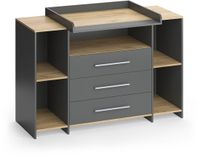 Vicco Oskar Luiertafel – 143.2 x 93 cm met 3 laden Antraciet/gouden eik