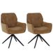 Mendler Set van 2 eetkamerstoelen HWC-Q37, keukenstoel draaibaar Auto-Return, stof (680g/m²) chenille Öko-Tex metaal MVG - mosterdgeel