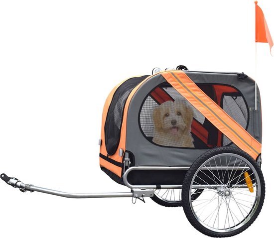 Duvo + Fietskar Pet trailer 80x56,5x63cm Grijs Oranje