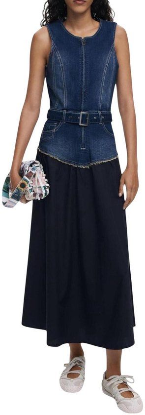 Desigual Sleeveless Round Neck Dress with Front Pockets Wo - Blue Dresses