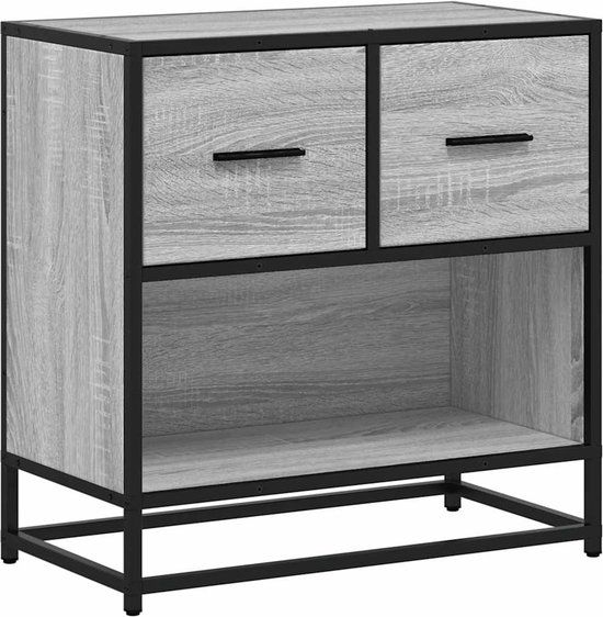 vidaXL Nachtkastje 60x31x60 cm bewerkt hout en metaal grijs sonoma
