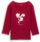 Tom Tailor - Shirt met lange mouwen en print - Maat S - Rumba Red