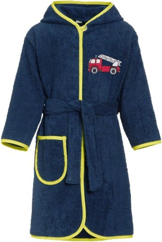 Playshoes Badjas Kinderen Brandweerauto - Blauw - Maat 86/92