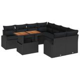 vidaXL Banc de jardin 9 pièces noir