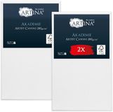 Artina Set van 2 Schildersdoeken 70x120 cm - FSC® Schildersdoek 2 Stuks - Akademie Canvas Dubbel Geprimed Spieraam Wit
