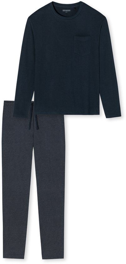 Schiesser Heren Pyjama Donkerblauw 3XL - Lange mouw - Blauw - Mannen - 100% Katoen